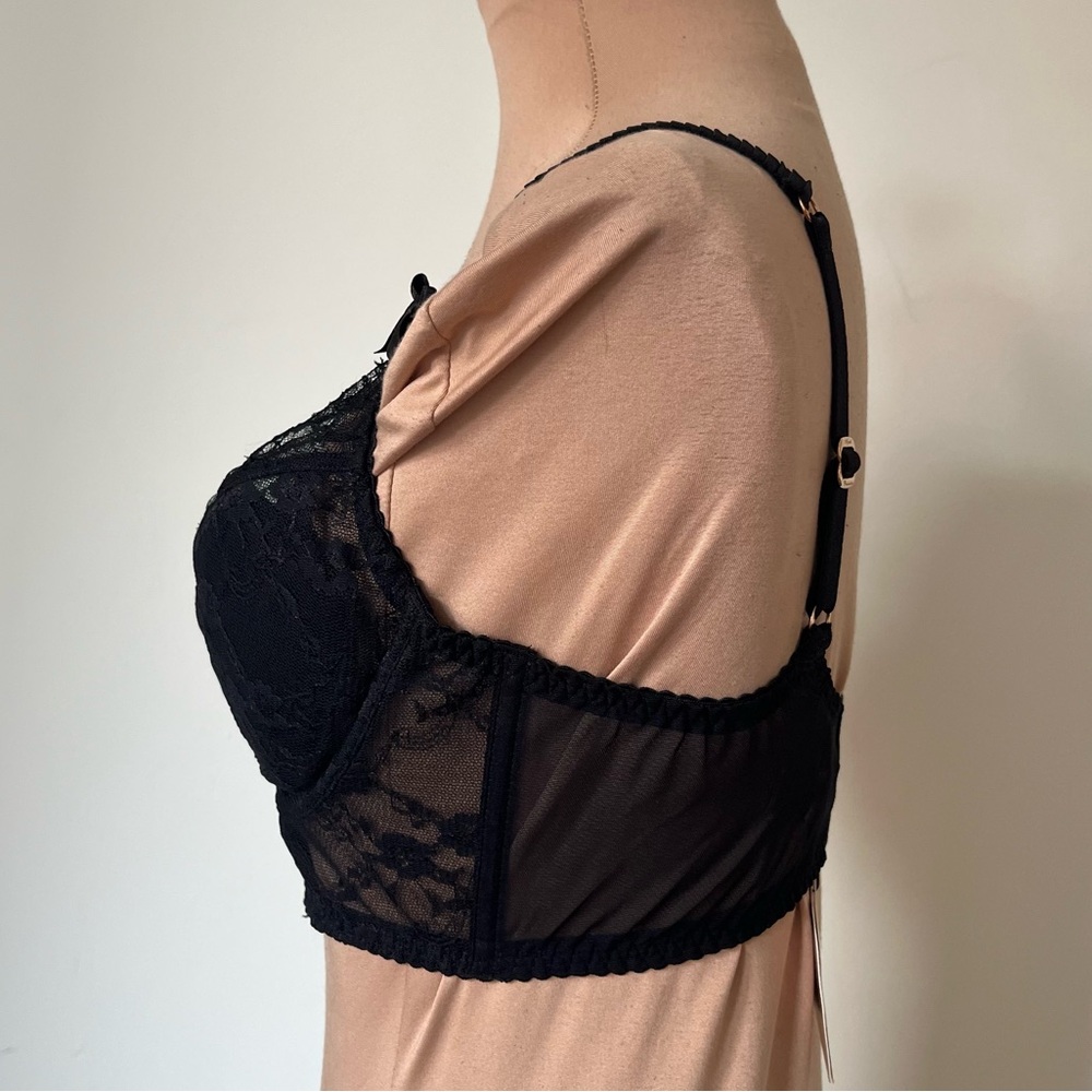Agent Provocateur Wanda Black Lace Underwire Intimate Plunge V Bra NWT Size 36C - Picture 4 of 15